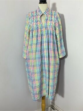 Metropolitan Rainbow Seersucker Midi House Coat Mumu Medium